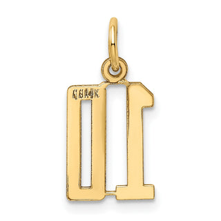 14k Yellow Gold Small Polished Elongated 10 Charm