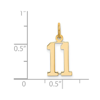 14k Yellow Gold Small Polished Elongated 11 Charm