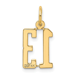 14k Yellow Gold Small Polished Elongated 13 Charm