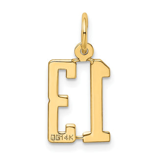 14k Yellow Gold Small Polished Elongated 13 Charm