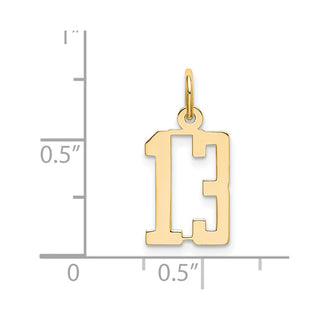 14k Yellow Gold Small Polished Elongated 13 Charm