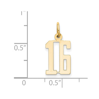 14k Yellow Gold Small Polished Elongated 16 Charm