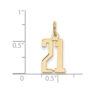 14k Yellow Gold Small Polished Elongated 21 Charm