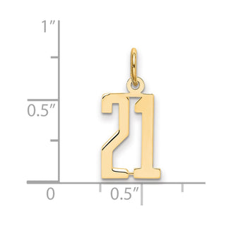 14k Yellow Gold Small Polished Elongated 21 Charm