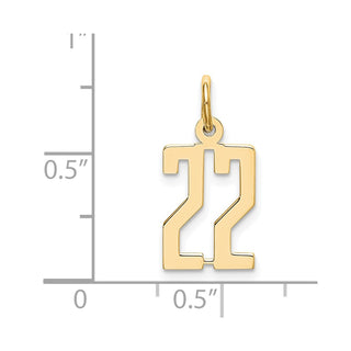 14k Yellow Gold Small Polished Elongated 22 Charm