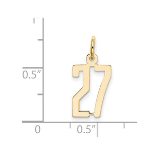 14k Yellow Gold Small Polished Elongated 27 Charm