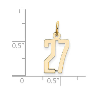 14k Yellow Gold Small Polished Elongated 27 Charm