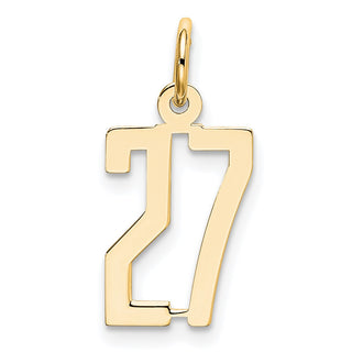 14k Yellow Gold Small Polished Elongated 27 Charm