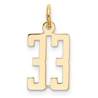 14k Yellow Gold Small Polished Elongated 33 Charm