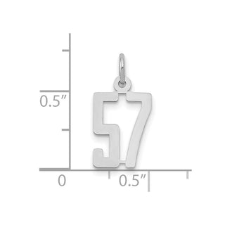 14k White Gold Small Polished Elongated 57 Charm