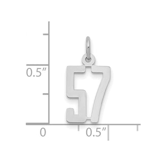 14k White Gold Small Polished Elongated 57 Charm
