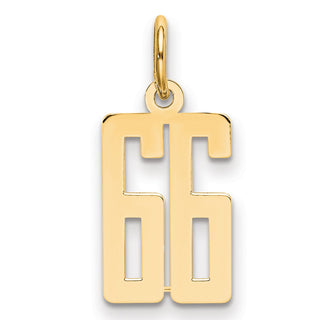 14k Yellow Gold Small Polished Elongated 66 Charm