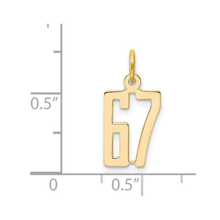 14k Yellow Gold Small Polished Elongated 67 Charm