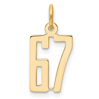 14k Yellow Gold Small Polished Elongated 67 Charm