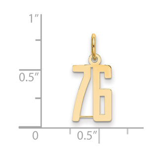 14k Yellow Gold Small Polished Elongated 76 Charm