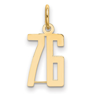 14k Yellow Gold Small Polished Elongated 76 Charm