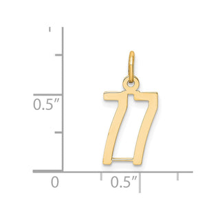 14k Yellow Gold Small Polished Elongated 77 Charm