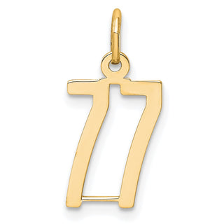 14k Yellow Gold Small Polished Elongated 77 Charm