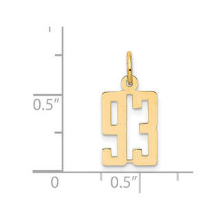 14k Yellow Gold Small Polished Elongated 93 Charm