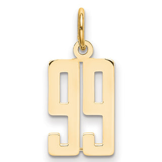 14k Yellow Gold Small Polished Elongated 99 Charm