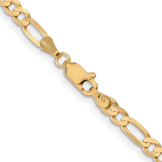 20" 14k Yellow Gold 4mm Concave Open Figaro Chain Necklace