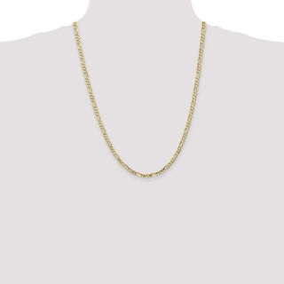 24" 14k Yellow Gold 4mm Concave Open Figaro Chain Necklace