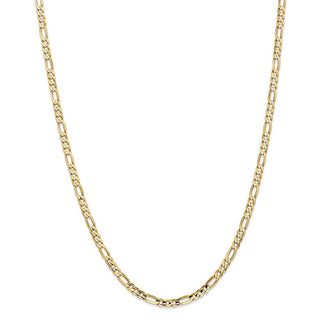 24" 14k Yellow Gold 4mm Concave Open Figaro Chain Necklace
