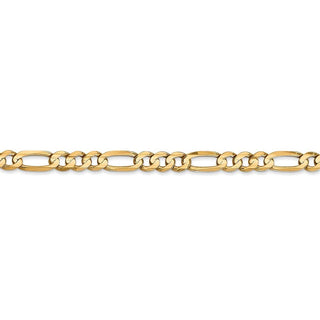 7" 14k Yellow Gold 4.5mm Concave Open Figaro Chain Bracelet