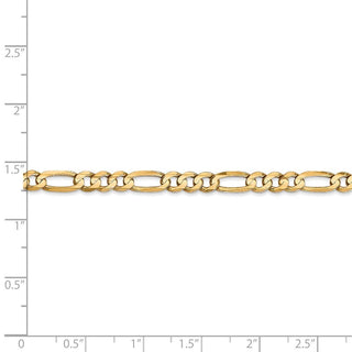 7" 14k Yellow Gold 4.5mm Concave Open Figaro Chain Bracelet