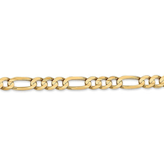 9" 14k Yellow Gold 5.5mm Concave Open Figaro Chain Bracelet