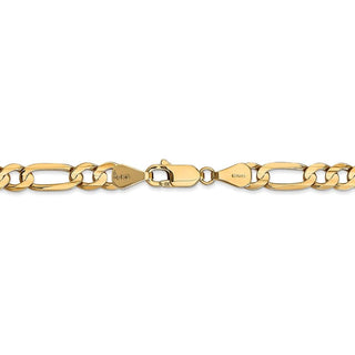 9" 14k Yellow Gold 5.5mm Concave Open Figaro Chain Bracelet