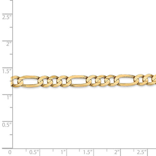 9" 14k Yellow Gold 5.5mm Concave Open Figaro Chain Bracelet