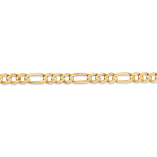 7" 14k Yellow Gold 6mm Concave Open Figaro Chain Bracelet