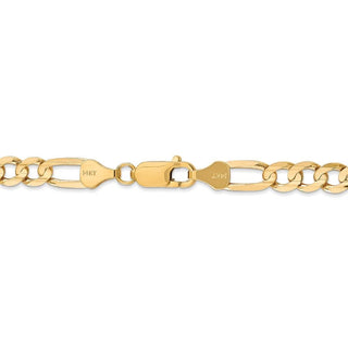 7" 14k Yellow Gold 6mm Concave Open Figaro Chain Bracelet