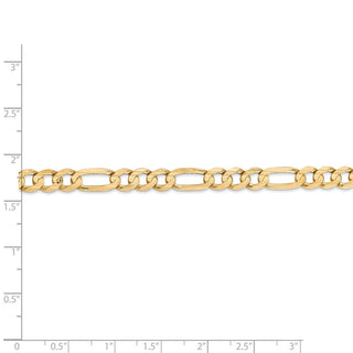 7" 14k Yellow Gold 6mm Concave Open Figaro Chain Bracelet