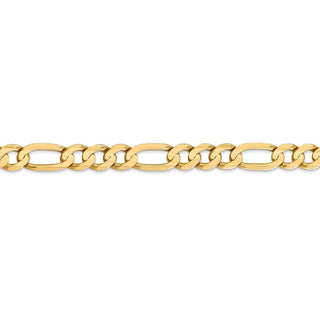 9" 14k Yellow Gold 6.75mm Concave Open Figaro Chain Bracelet