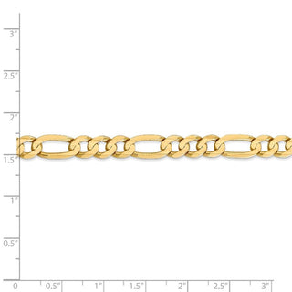 9" 14k Yellow Gold 6.75mm Concave Open Figaro Chain Bracelet