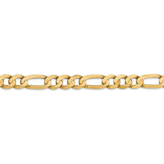 9" 14k Yellow Gold 7.5mm Concave Open Figaro Chain Bracelet