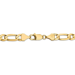 9" 14k Yellow Gold 7.5mm Concave Open Figaro Chain Bracelet