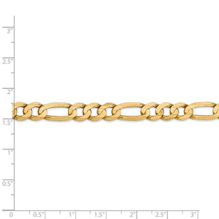 9" 14k Yellow Gold 7.5mm Concave Open Figaro Chain Bracelet
