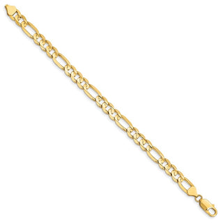 9" 14k Yellow Gold 7.5mm Concave Open Figaro Chain Bracelet