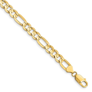 9" 14k Yellow Gold 7.5mm Concave Open Figaro Chain Bracelet