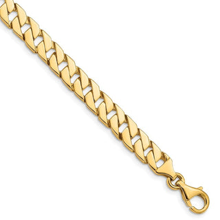 8" 14k Yellow Gold 7.4mm Hand-polished Fancy Link Chain Bracelet
