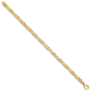7" 14k Yellow Gold 5.5mm Hand-Polished Fancy Link Bracelet