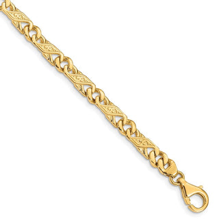 9" 14k Yellow Gold 5.5mm Hand-polished Fancy Link Bracelet