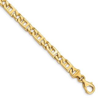9" 14k Yellow Gold 5.9mm Hand-Polished Fancy Link Chain Bracelet