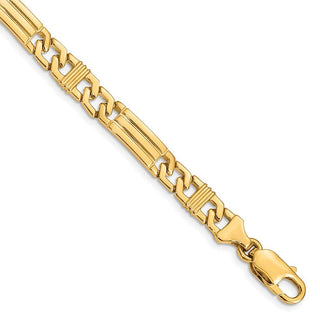 9" 14k Yellow Gold 7mm Hand-polished Fancy Link Bracelet