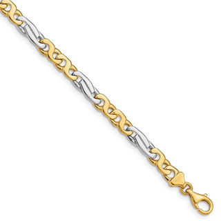 9" 14k Two-tone Gold 6mm Hand-polished Fancy Link Bracelet