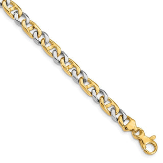 9" 14K Two-tone Gold 5.6mm Hand-Polished Fancy Link Bracelet