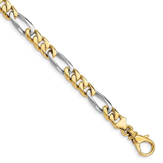 9" 14K Two-tone Gold 6.1mm Hand-polished Fancy Link Bracelet